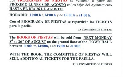 VENTA PROGRAMA DE FIESTAS 2016 A PARTIR DEL 8 DE AGOSTO