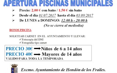 APERTURA PISCINA MUNICIPAL 2017/ THE SWIMMING POOL WILL BE OPENED 2017.