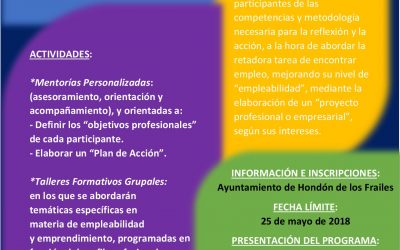 PROGRAMA PARA EL DESARROLLO DE COMPETENCIAS PROFESIONALES “EMPLEABILIDAD Y EMPRENDIMIENTO”. – 28 MAYO A LAS 19:00H – CENTRO CULTURAL