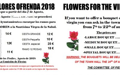 ENCARGO FLORES OFRENDA 2018
