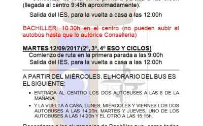 HORARIO AUTOBÚS ESCOLAR