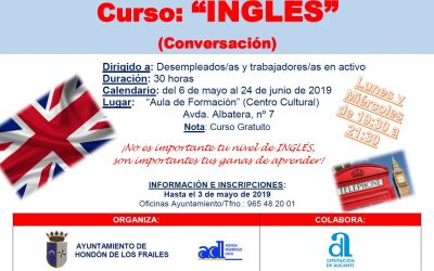 Curso: “INGLÉS” (conversación) mayo-junio 2019 (Lunes y Miércoles de 19:30-21:30 h.)