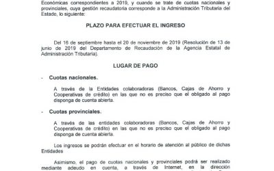 Anuncio De Cobranza Relativo A Los Recibos Del I.A.E. 2019