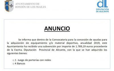 Concesión subvención adquisición material deportivo