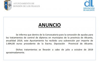 Concesión subvención  tratamiento control de dípteros