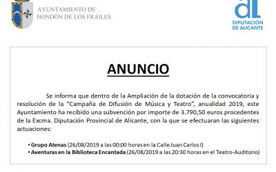Concesión subvención “Campaña de Difusión de Música y Teatro”