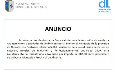 Concesión subvención cursos de natación (iniciación y perfeccionamiento)
