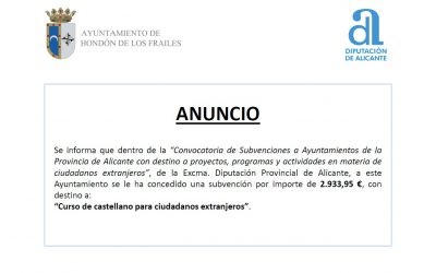 Subvención Curso de Castellano Para Ciudadanos Extranjeros