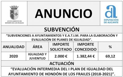SUBVENCIÓN  A AYUNTAMIENTOS Y E.A.T.I.M. PARA LA ELABORACIÓN Y EVALUACIÓN DE PLANES DE IGUALDAD DE GÉNERO