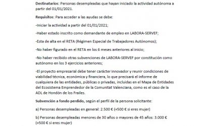 PROGRAMA PARA EL FOMENTO DEL AUTOEMPLEO 2021