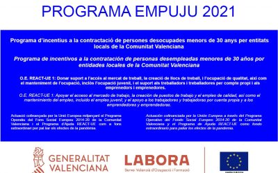 PROGRAMA EMPUJU 2021 Programa de incentivos a la contratación de personas desempleadas menores de 30 años por entidades locales de la Comunitat Valenciana