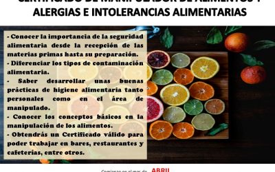 CURSO MANIPULADOR DE ALIMENTOS Y ALERGIAS E INTOLERANCIAS ALIMENTARIAS