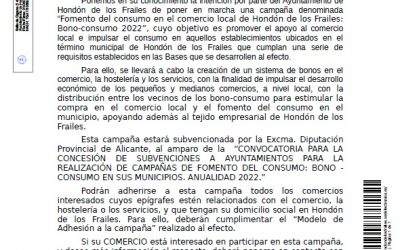 BONO CONSUMO 2022 HONDÓN DE LOS FRAILES