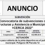 “Convocatoria de subvenciones de Infraestructuras y Asistencia a Municipios: Plan +CERCA 2022”