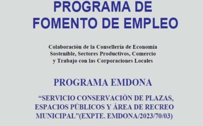 “SERVICIO CONSERVACIÓN DE PLAZAS, ESPACIOS PÚBLICOS Y ÁREA DE RECREO MUNICIPAL” (EXPTE. EMDONA/2023/70/03)