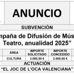 “Campaña de Difusión de Música y Teatro, anualidad 2025”