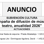 “Campaña de difusión de música y teatro, anualidad 2026”