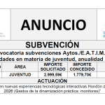 “Convocatoria subvenciones Aytos./E.A.T.I.M. para actividades en materia de juventud, anualidad 2026”