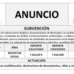 “Convocatoria de subvenciones dirigida a Ayuntamientos de Municipios con población inferior a 20.000 habitantes, a Entidades de Ámbito Territorial Inferior al Municipio, y a Mancomunidades de la Provincia de Alicante, para la realización de actividades de promoción social dirigidas a colectivos vulnerables y la adquisición de equipamiento y vehículos, anualidad 2026”